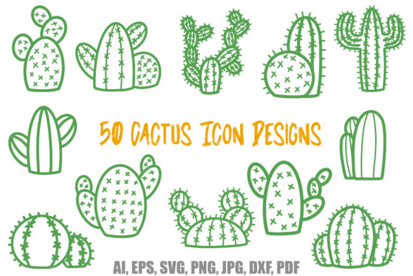 50 Cactus Icon Logo SVG Design Stickers: A Versatile Creative Asset