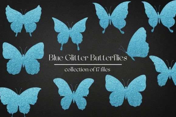 Blue Glitter Butterflies: A Sparkling Design Asset