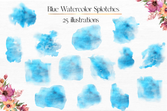 Elevate Visual Design with Blue Watercolor Splotches