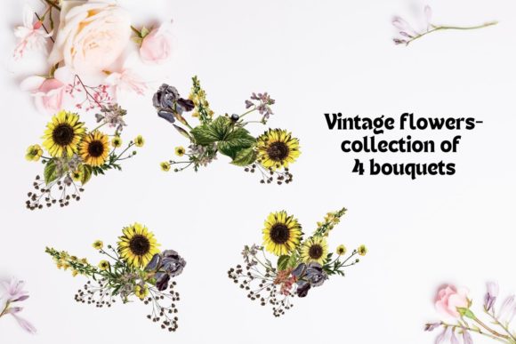 Elevate Your Projects with Vintage Watercolor Bouquets