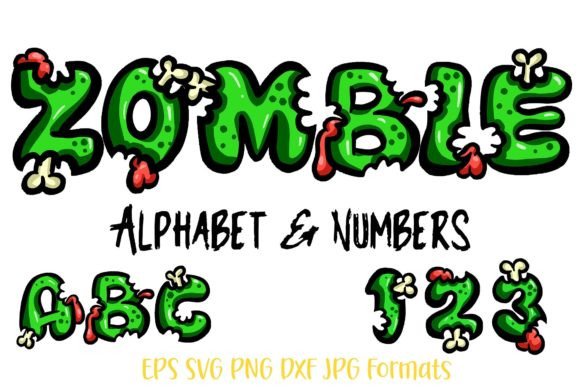 Zombie Alphabet Letters and Numbers ABC for Spooky Design